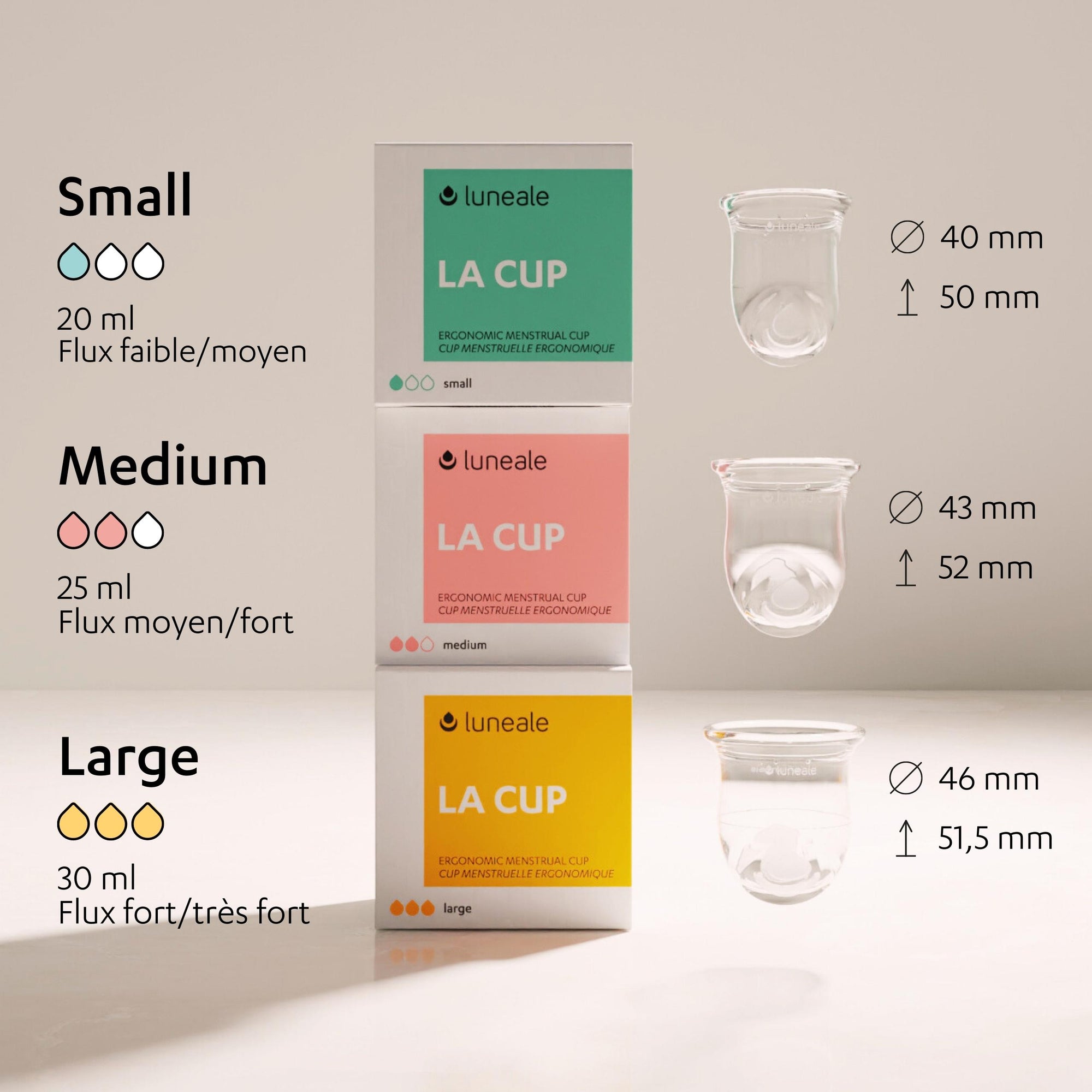 Dimensions cup luneale - cup menstruelle